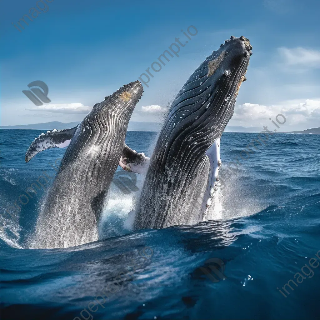 Humpback whales breaching in the sea - Image 2