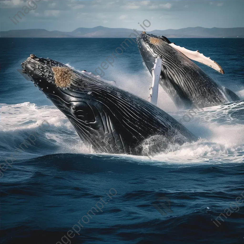 Humpback whales breaching in the sea - Image 4