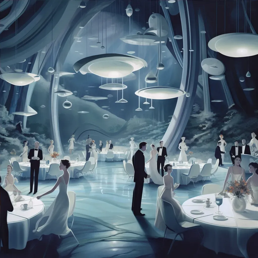 Celebrity gala event in an otherworldly setting with fashion blending fantasy and science fiction elements - Image 4