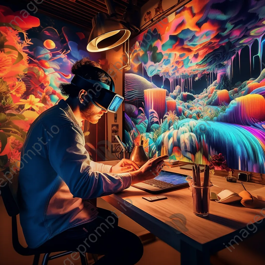 Artist creating digital art in virtual reality environment. - Image 3