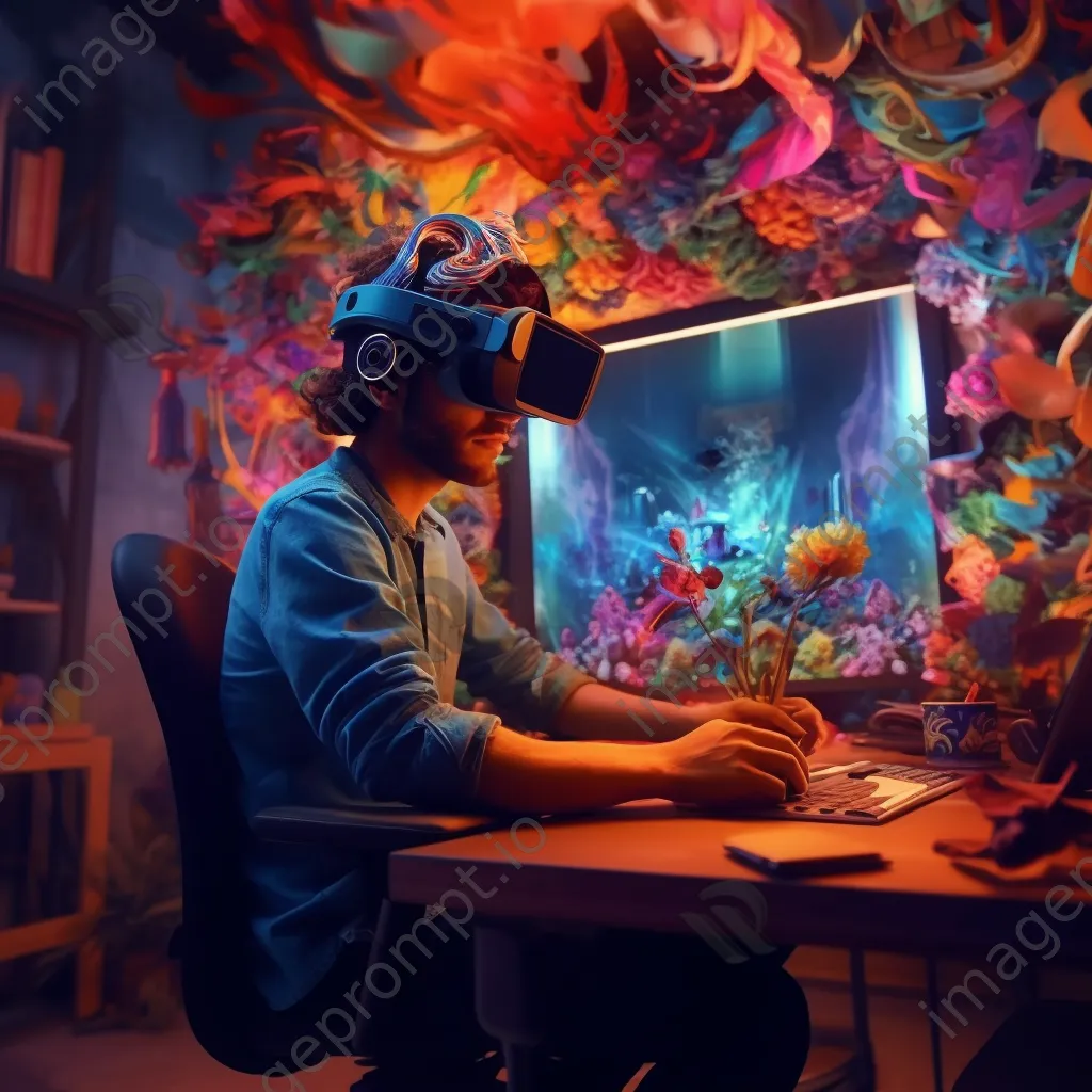 Artist creating digital art in virtual reality environment. - Image 4