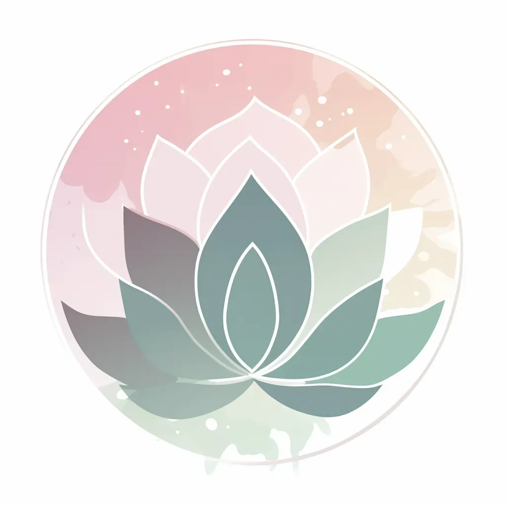 Pastel Yoga Studio Logo with lotus flower in calming pastel shades - Image 1