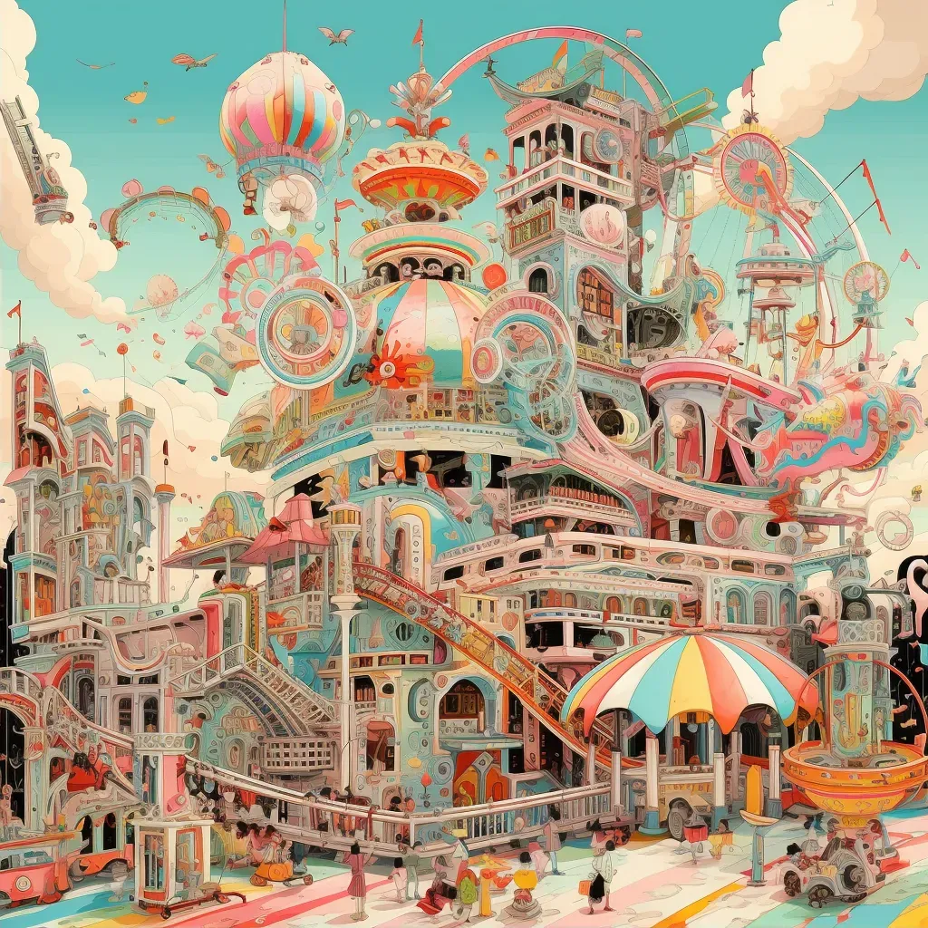 Image of a futuristic carnival with levitating rides and holographic game stalls - Image 2