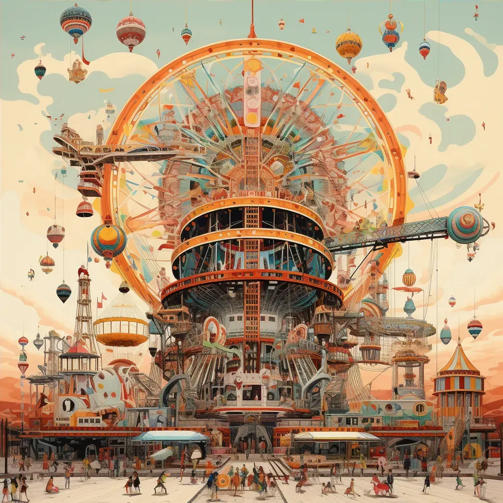 Image of a futuristic carnival with levitating rides and holographic game stalls - Image 4