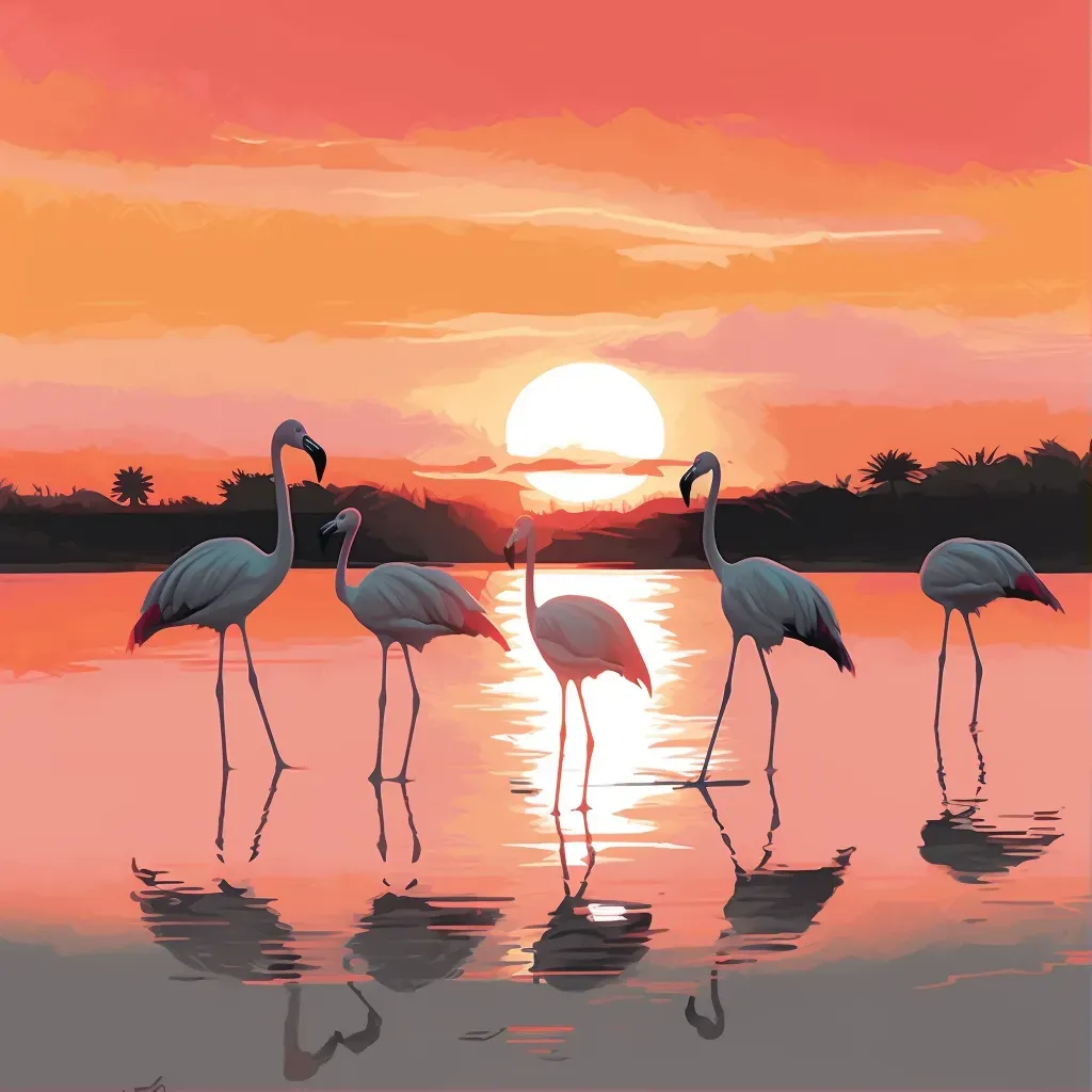 flamingos at dusk - Image 1