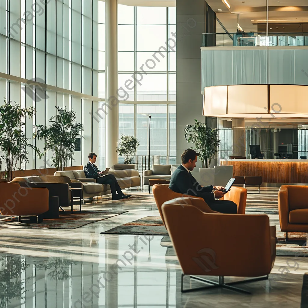 Corporate traveler on video conference in airport lounge. - Image 2