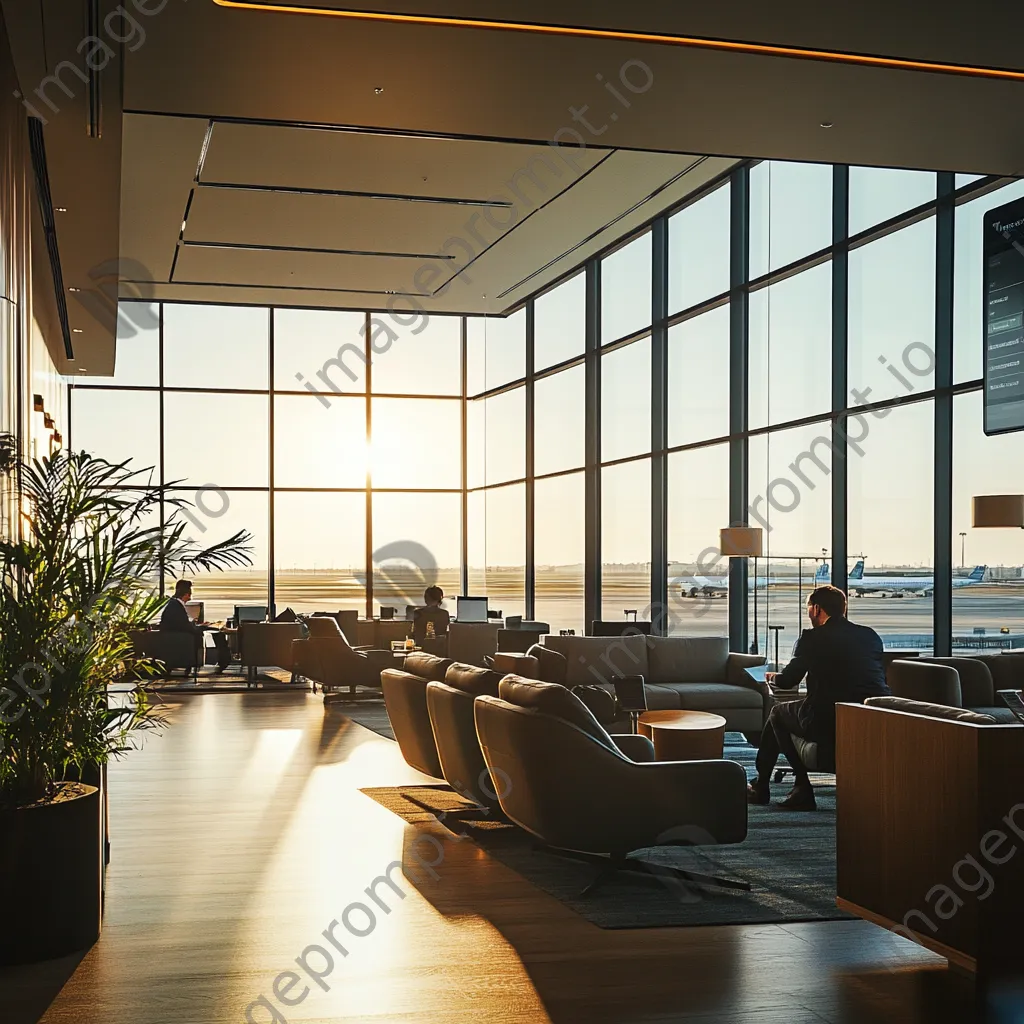 Corporate traveler on video conference in airport lounge. - Image 3