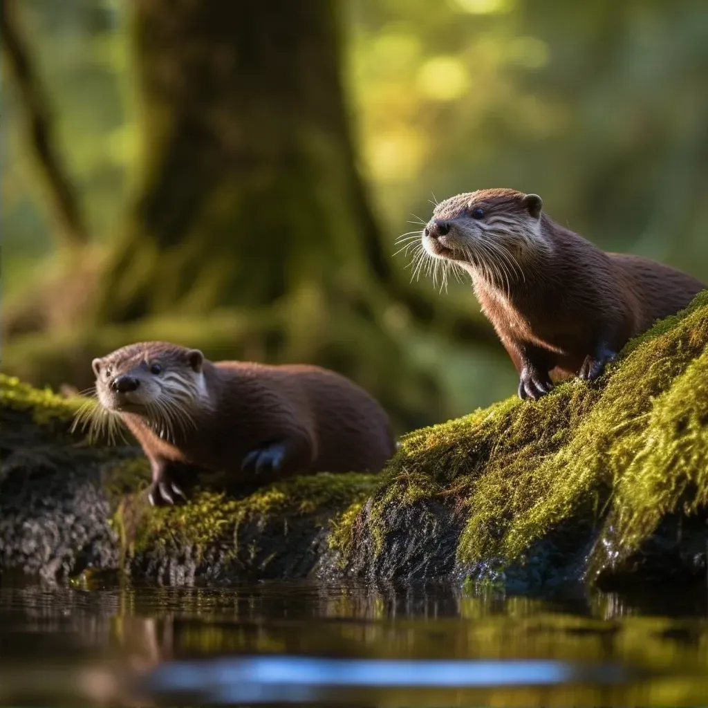 Playful otters sliding into crystal clear water - Image 2