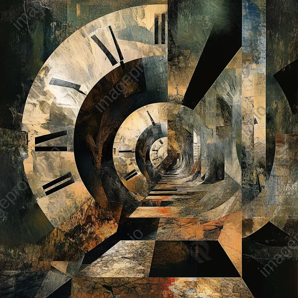 Digital painting of deconstructed clock elements representing an abstract concept of time - Image 2