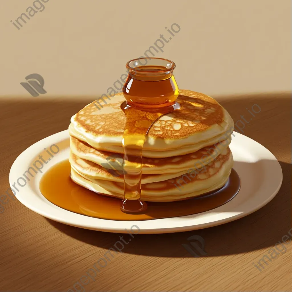 Delicious pancakes with maple syrup depicted in a low poly, geometric art style - Image 1