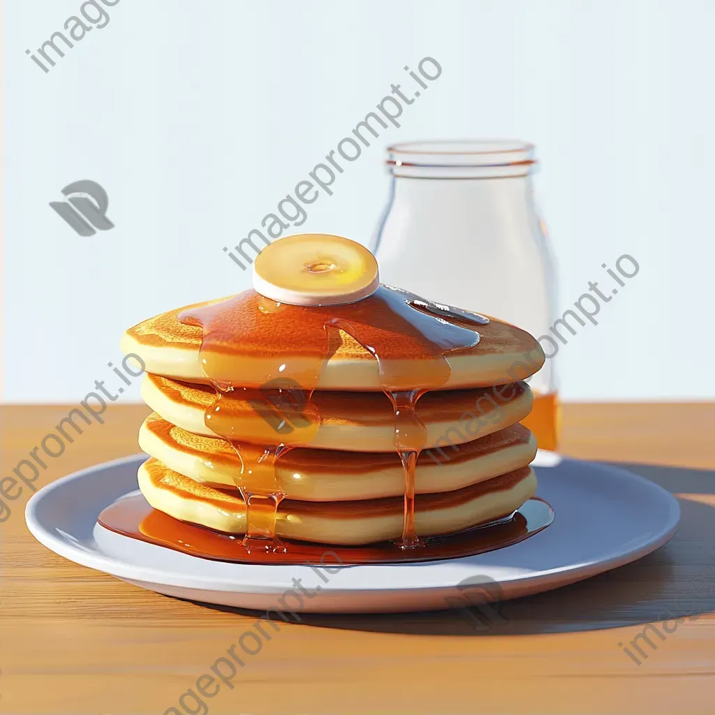 Delicious pancakes with maple syrup depicted in a low poly, geometric art style - Image 2