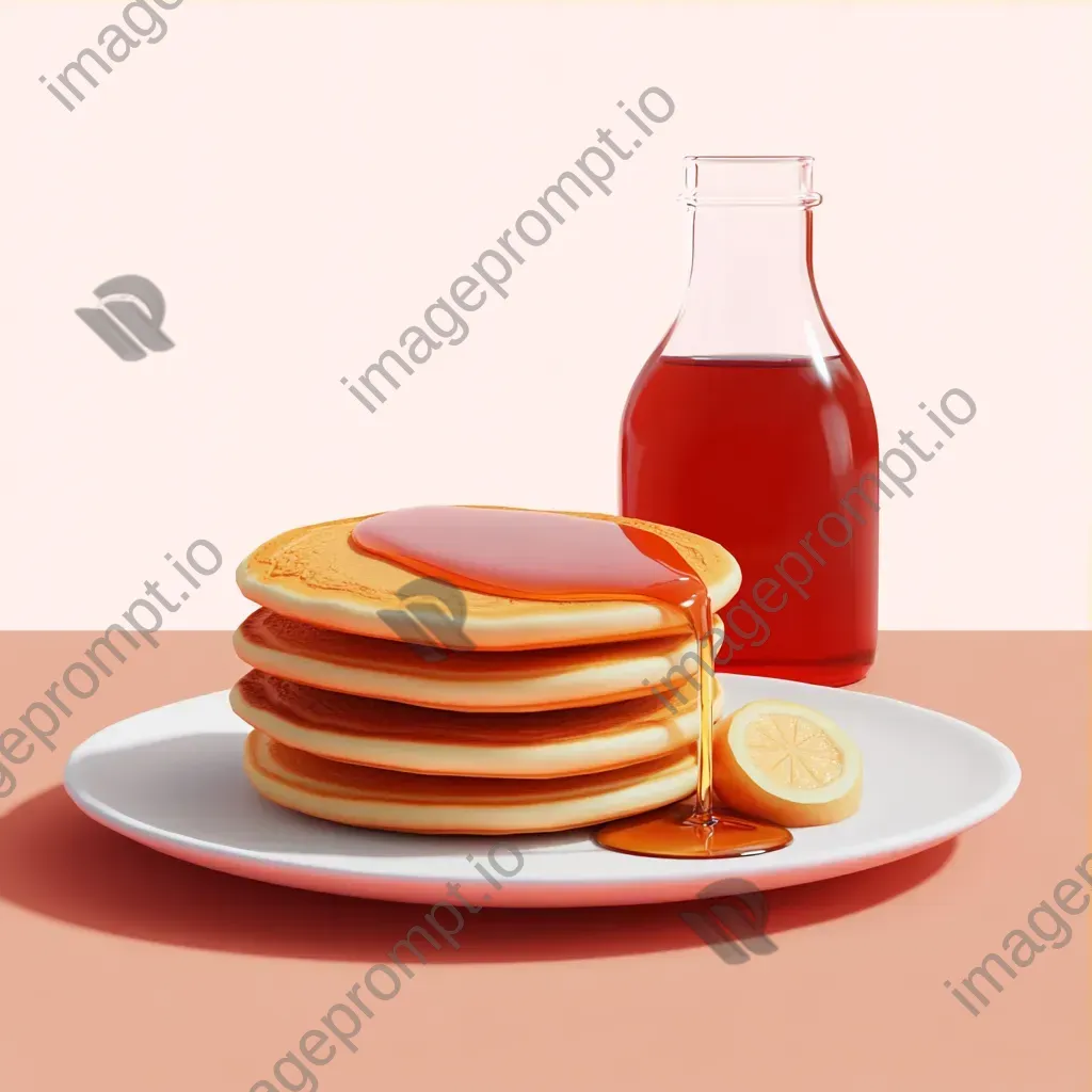 Delicious pancakes with maple syrup depicted in a low poly, geometric art style - Image 3