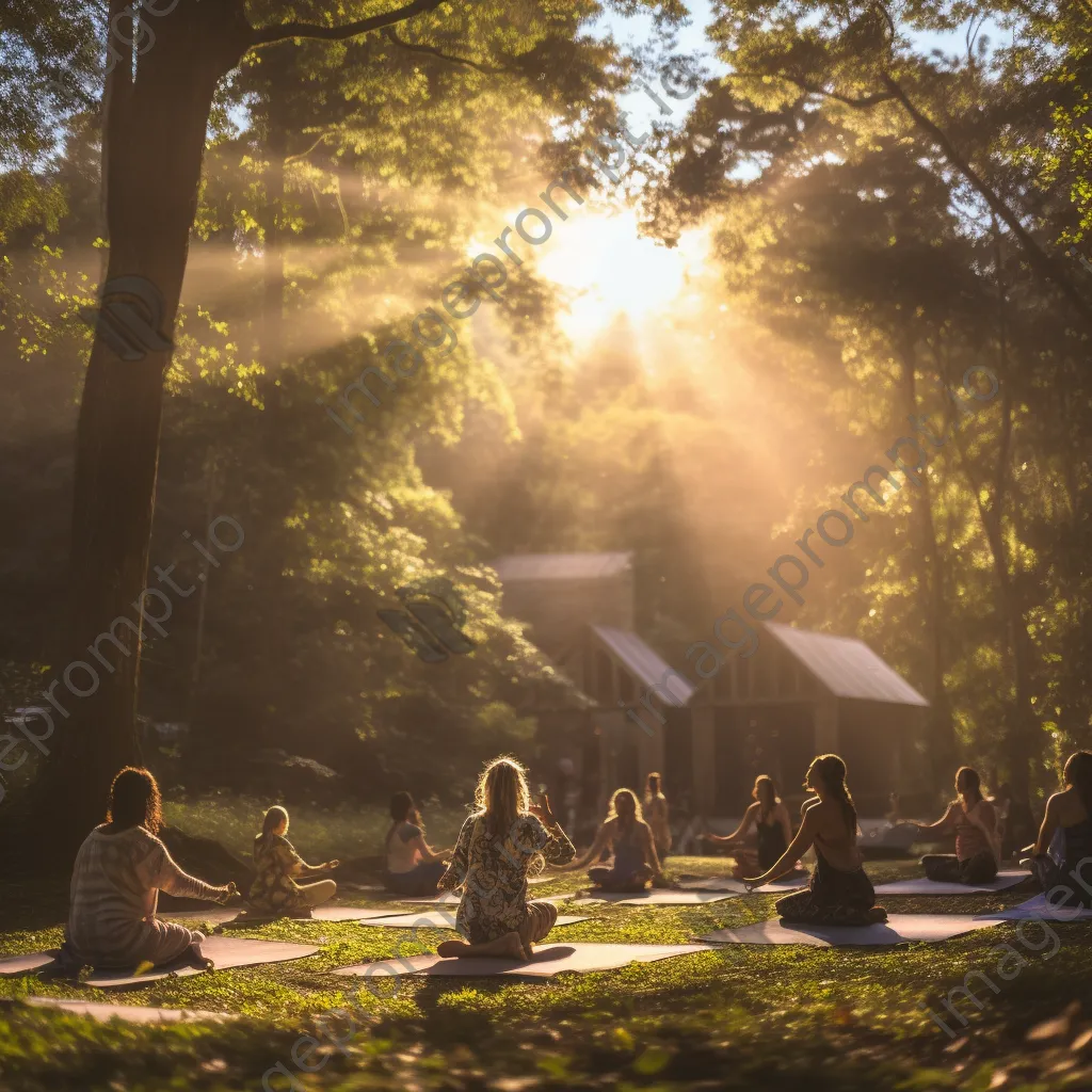 Participants practicing yoga outdoors at a festival - Image 4