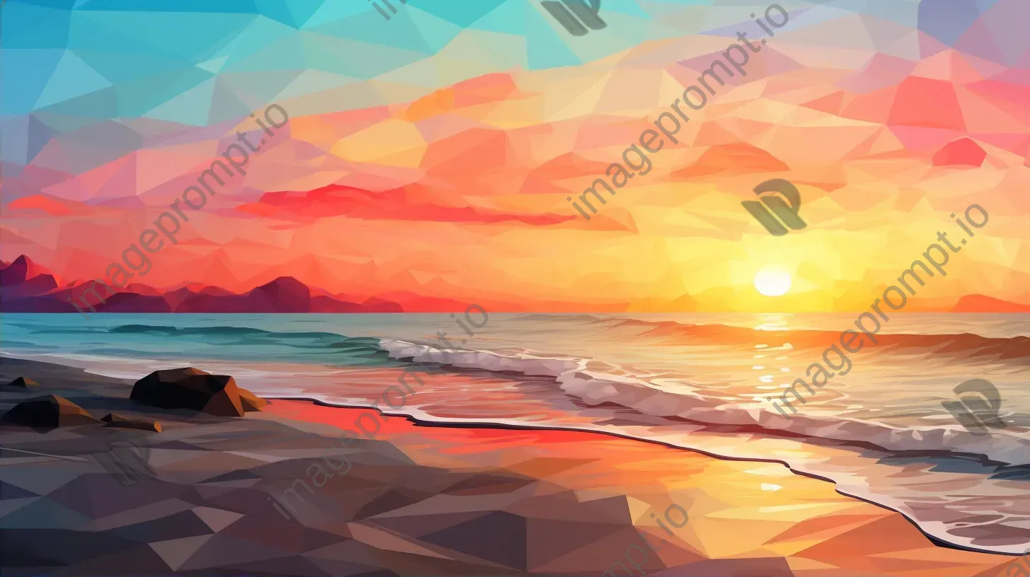 Polygonal depiction of a beach sunset - Image 2