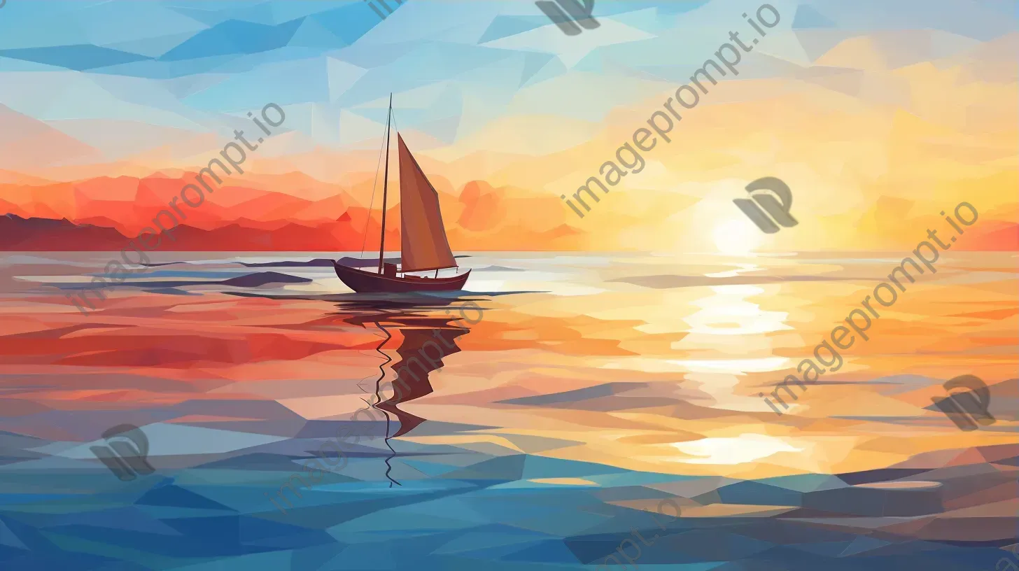 Polygonal depiction of a beach sunset - Image 3