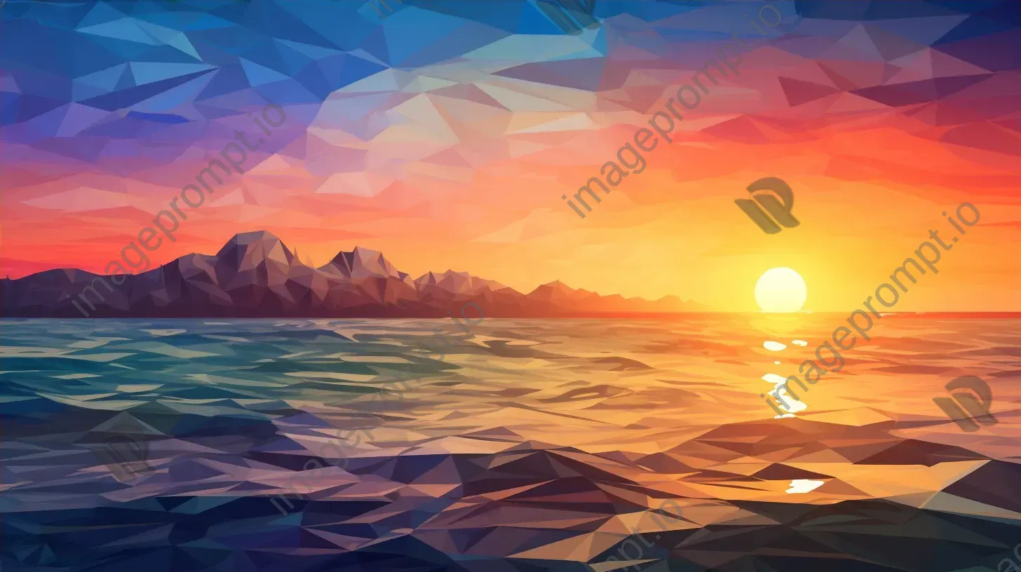 Polygonal depiction of a beach sunset - Image 4