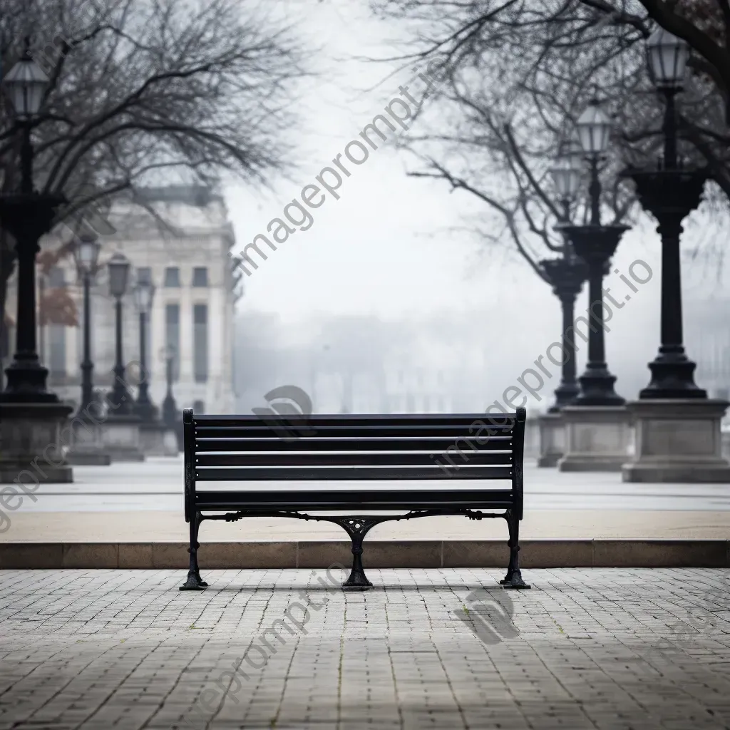 Lonely street bench in deserted city square shot on Sony A7C - Image 4