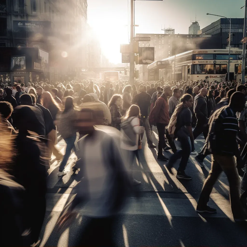 Rush Hour Street Crossing