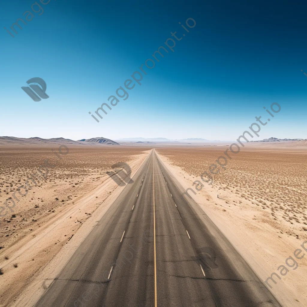 Aerial shot of a deserted highway in the desert - Image 1