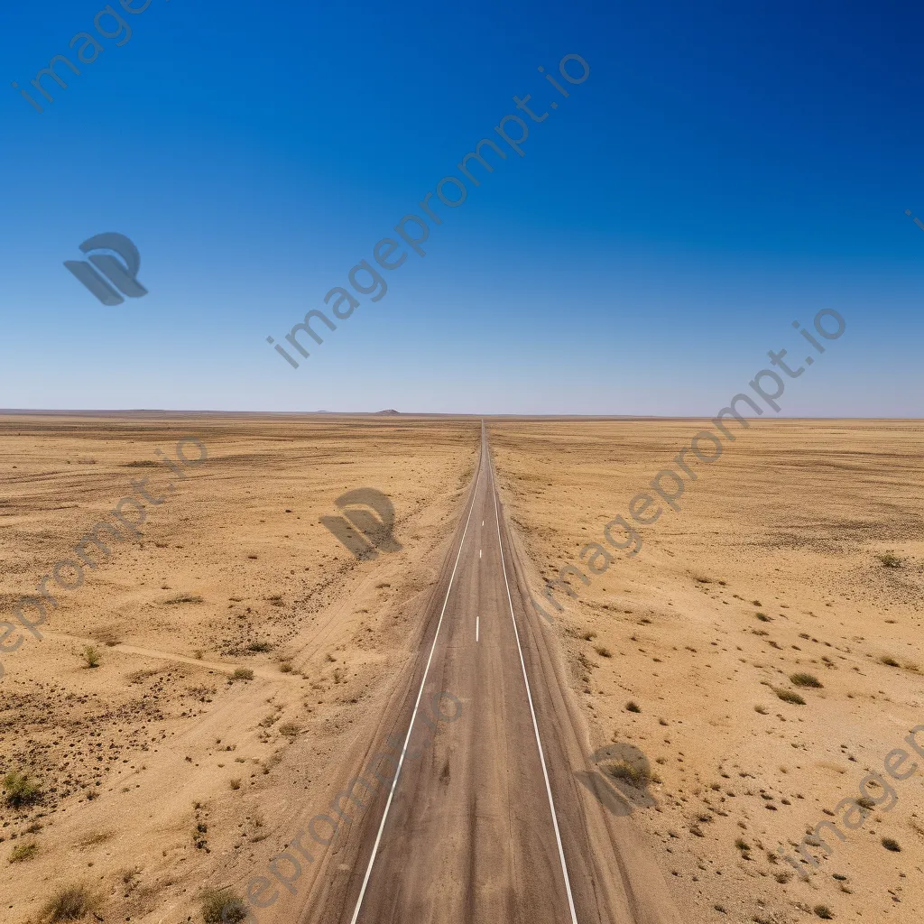 Aerial shot of a deserted highway in the desert - Image 2