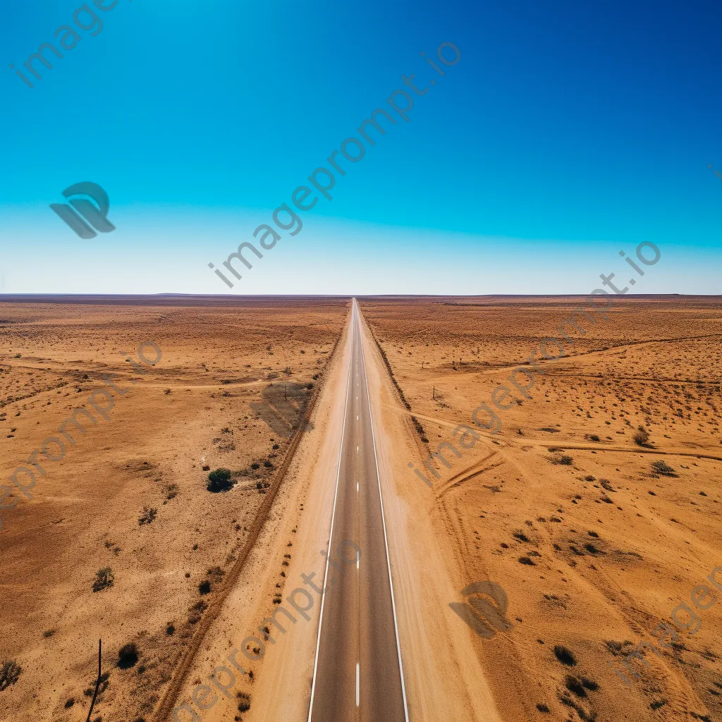 Aerial shot of a deserted highway in the desert - Image 3