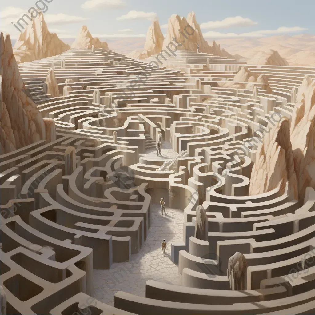 Digital artwork demonstrating a shifting labyrinth changing with the viewer