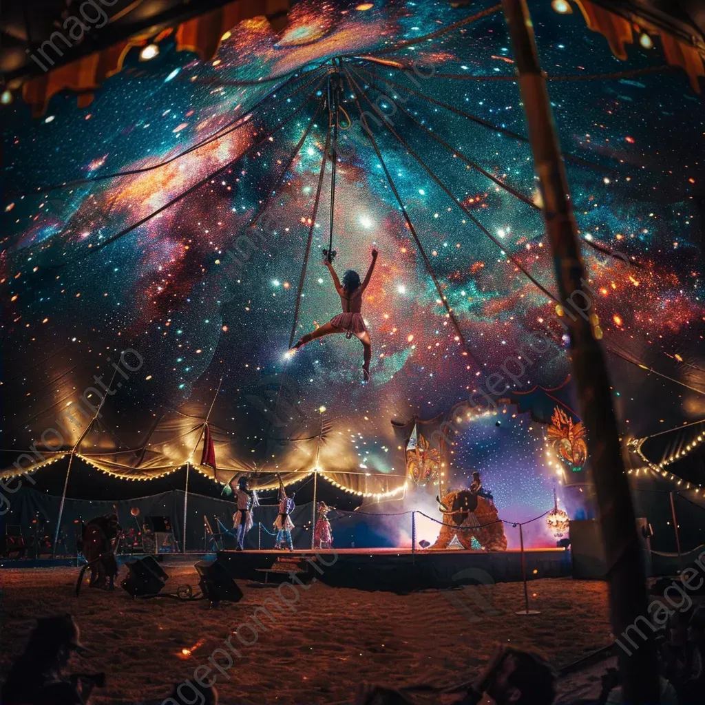 Celestial circus with stardust performers and cosmic animals - Image 2