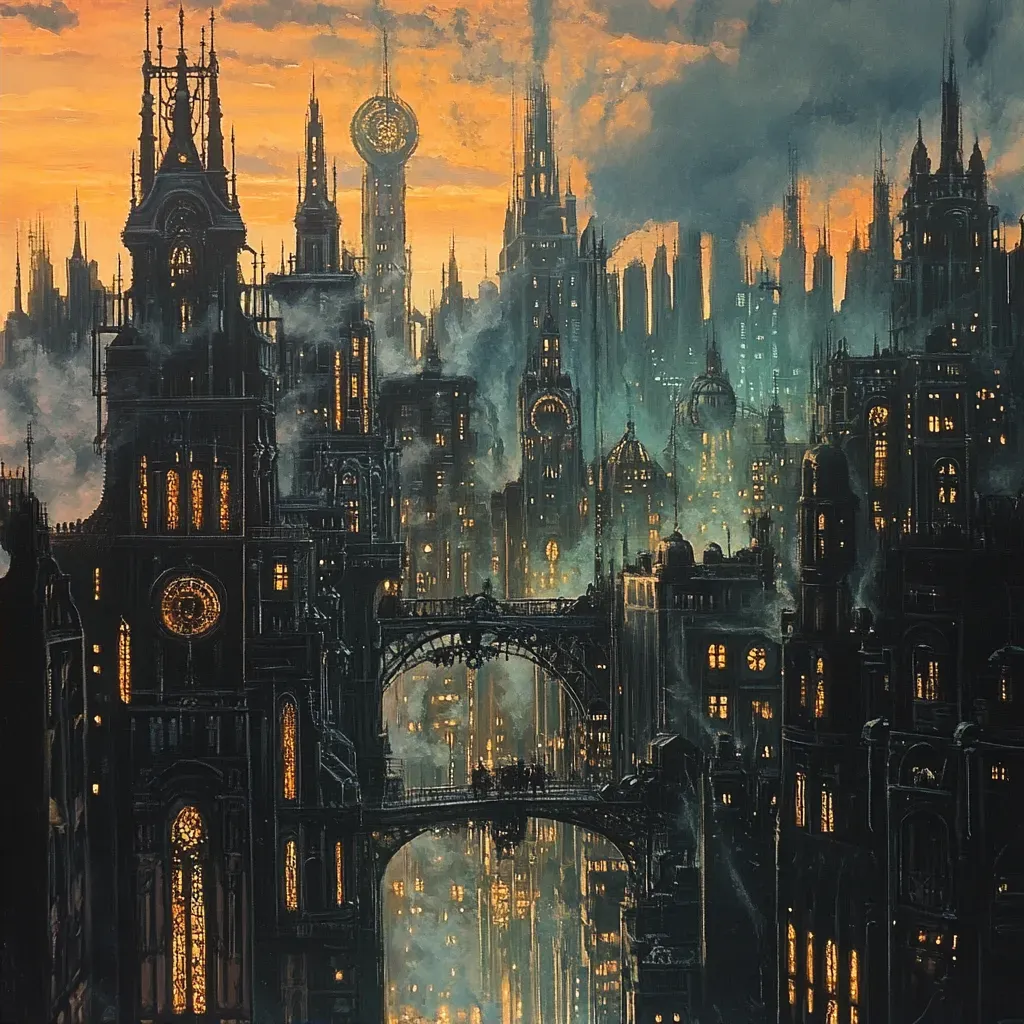 Steampunk Metropolis at Dusk