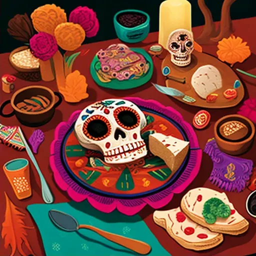 Mexican table set for Dia de los Muertos celebration - Image 2