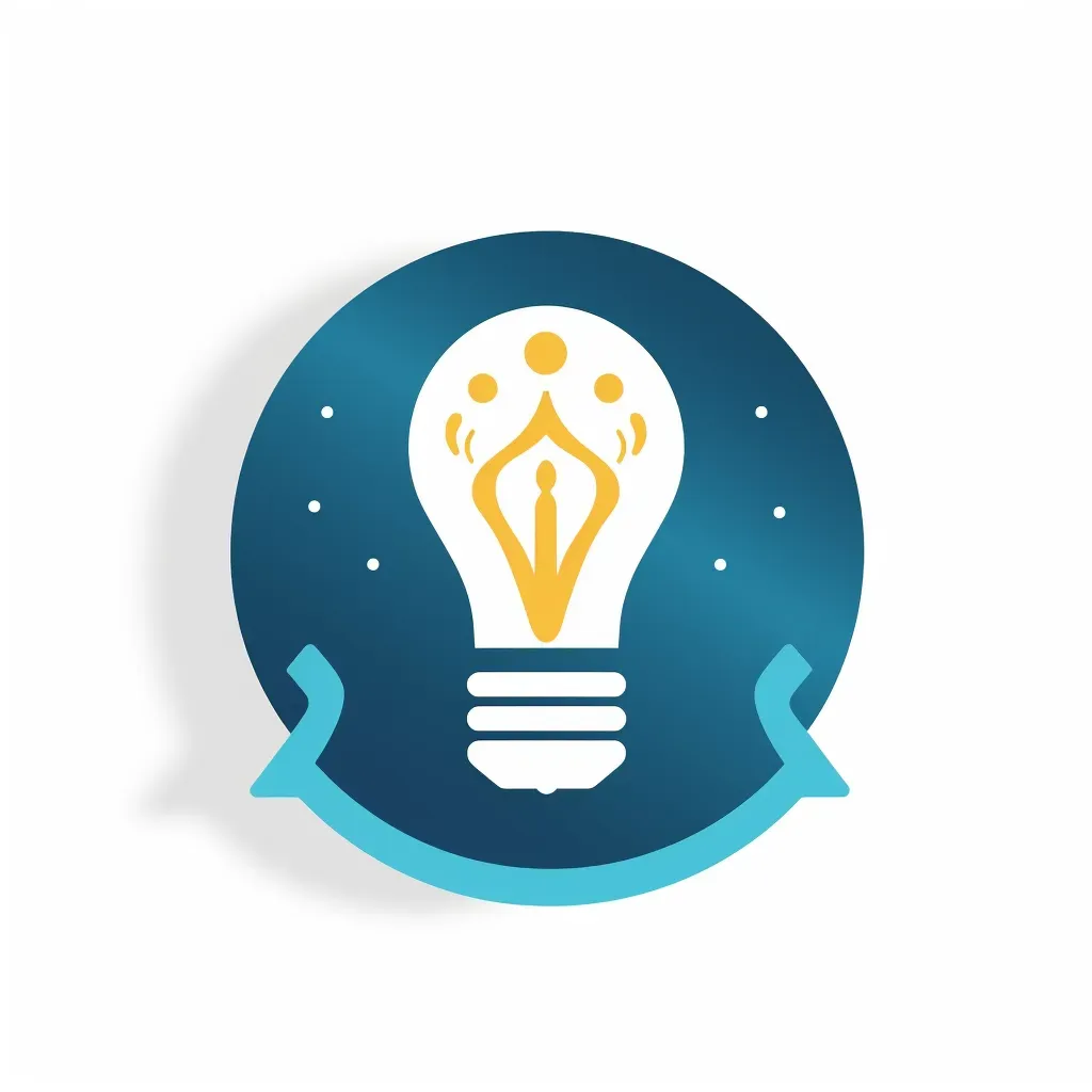 Mortarboard icon with a light bulb in blue and gold on a white background - Image 1