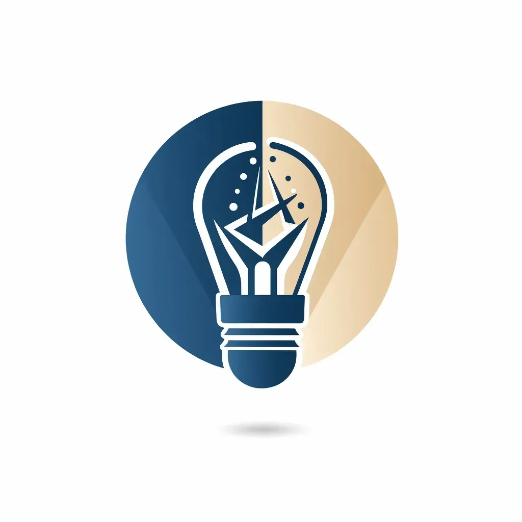 Mortarboard icon with a light bulb in blue and gold on a white background - Image 4