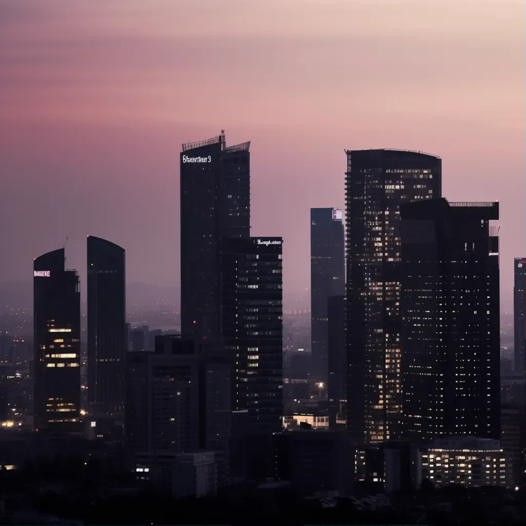 Silhouettes of urban skyscrapers in black and white - Image 1