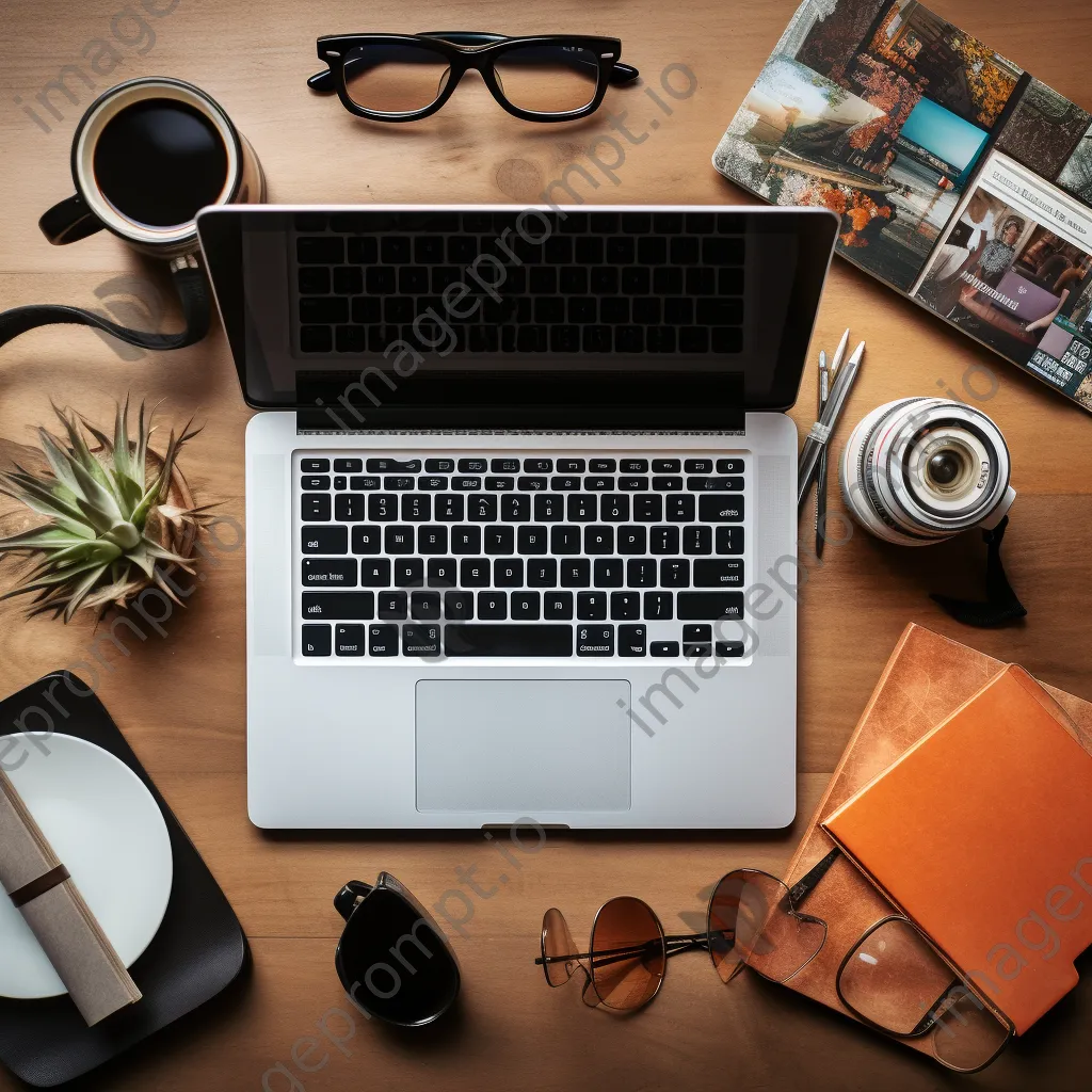 Flat lay of a laptop and smartphone on a desk - Image 4