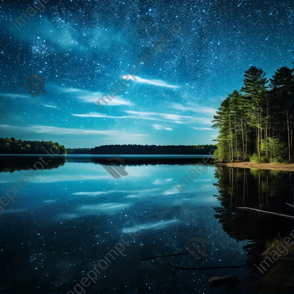 Milky Way and Big Dipper reflected in lake - Image 1