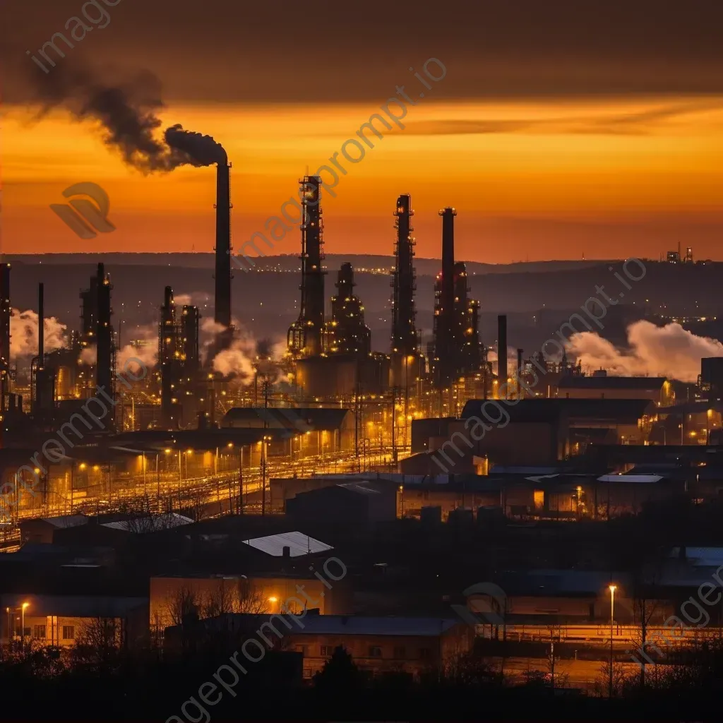 Industrial cityscape at dusk with uneven chimneys on Sony A7 IV - Image 2