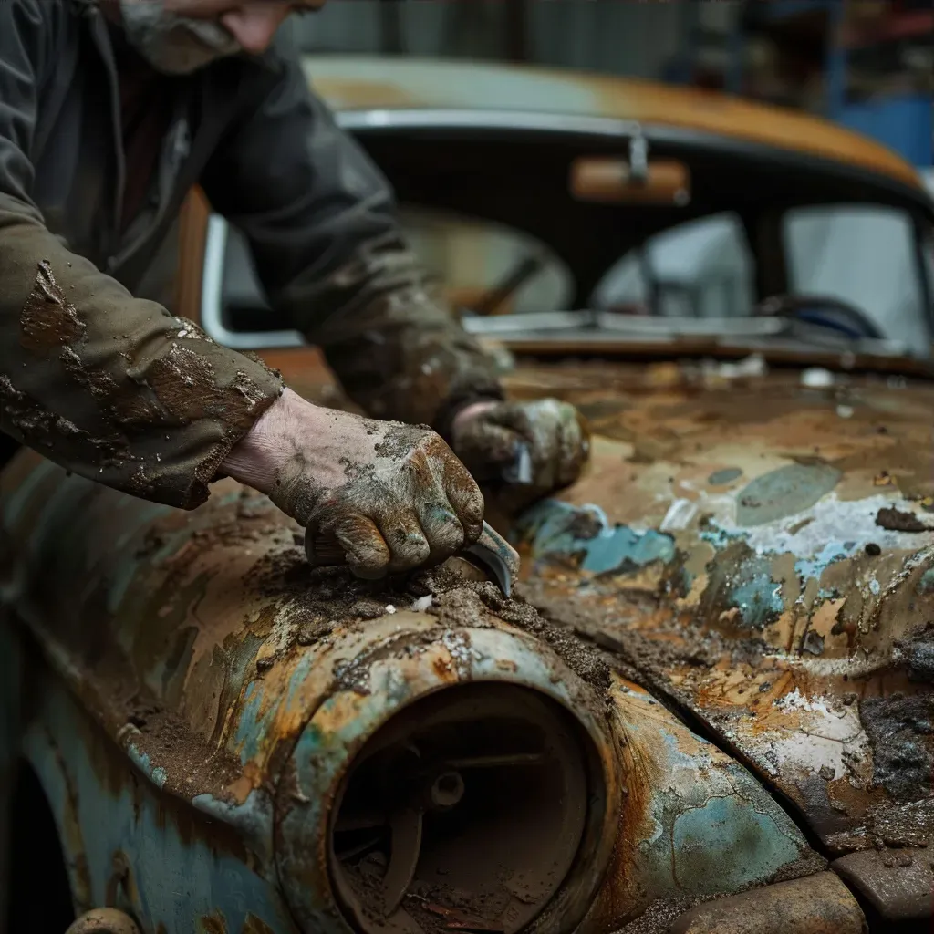 Vintage Car Repair Workshop Scene