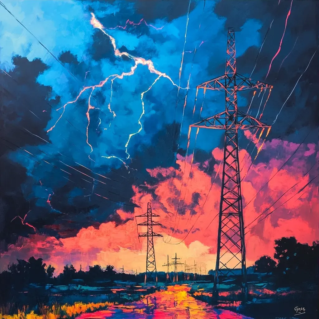 Electricity Pylon Storm