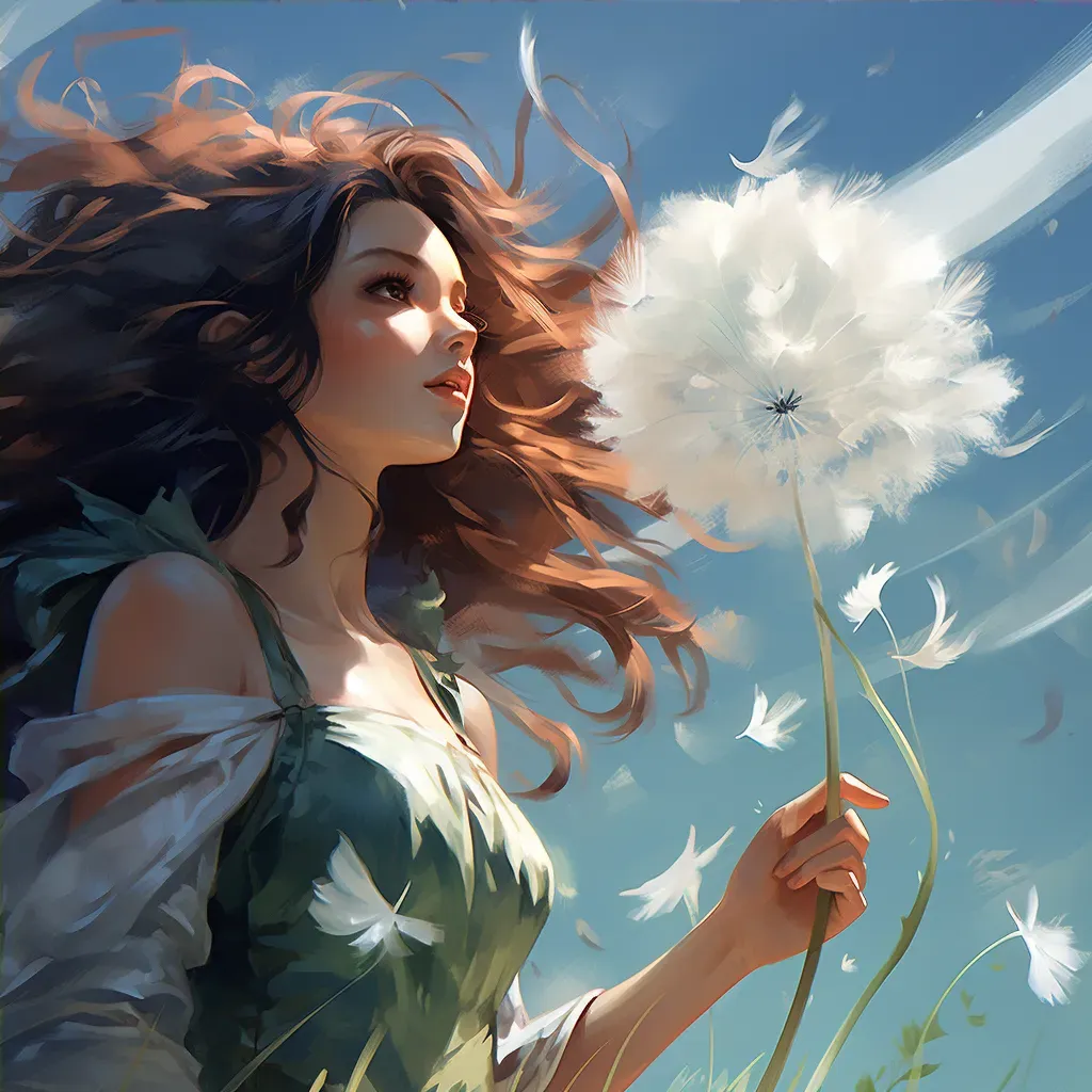 Dandelion releasing seeds in a gentle breeze - Image 4