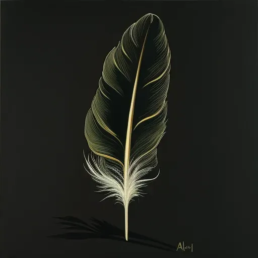 Image of a stark white feather against a black background - Image 2