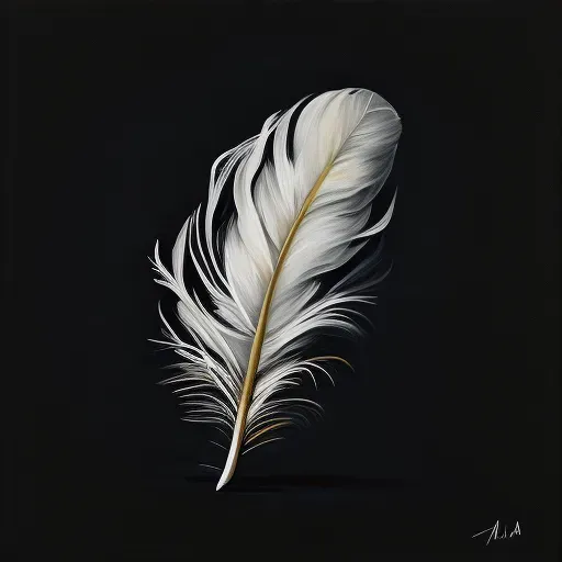 Image of a stark white feather against a black background - Image 3