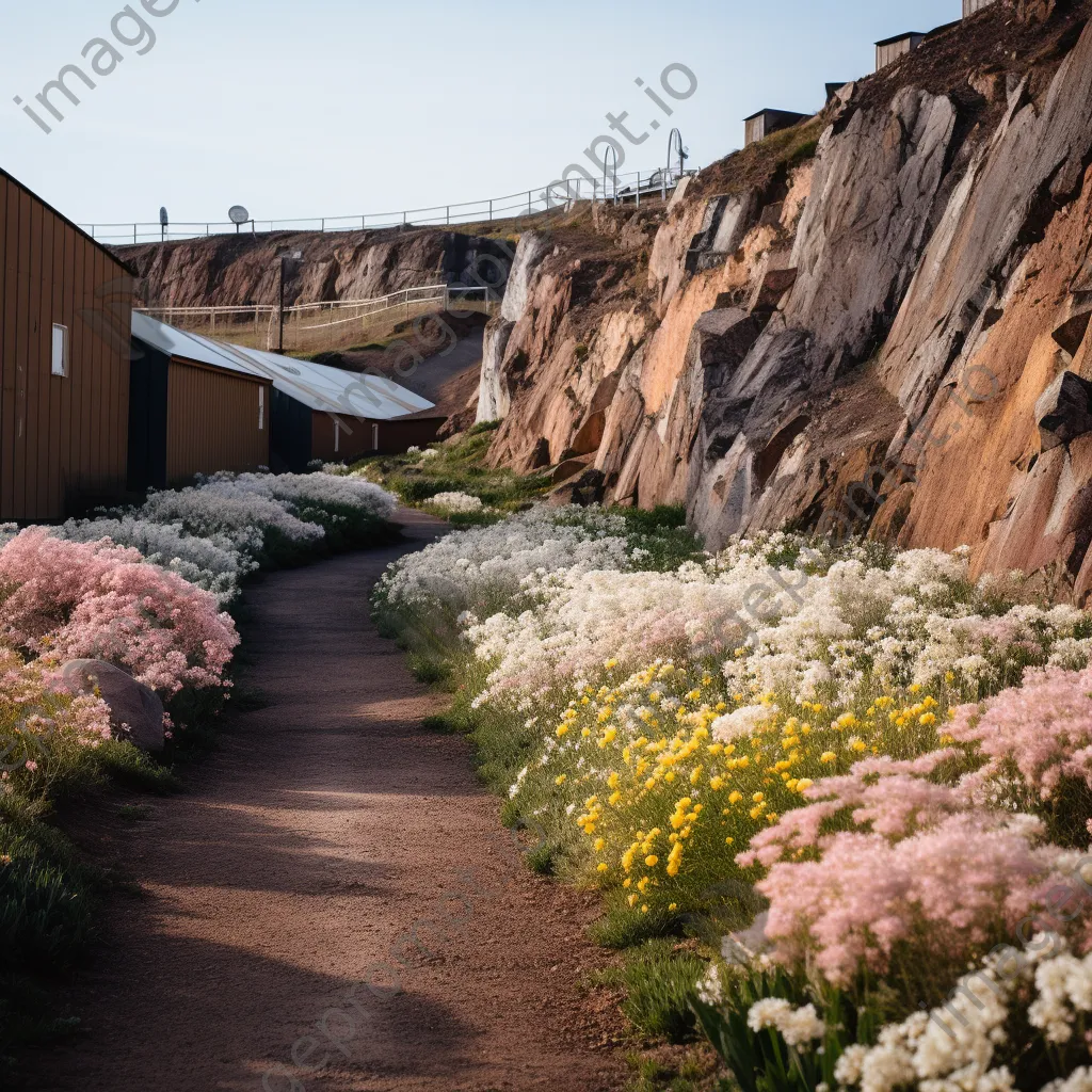 Path leading to a historic salt mine with wildflowers - Image 2