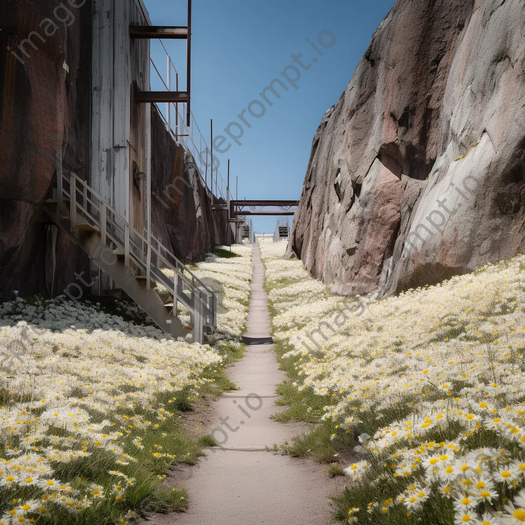 Path leading to a historic salt mine with wildflowers - Image 4