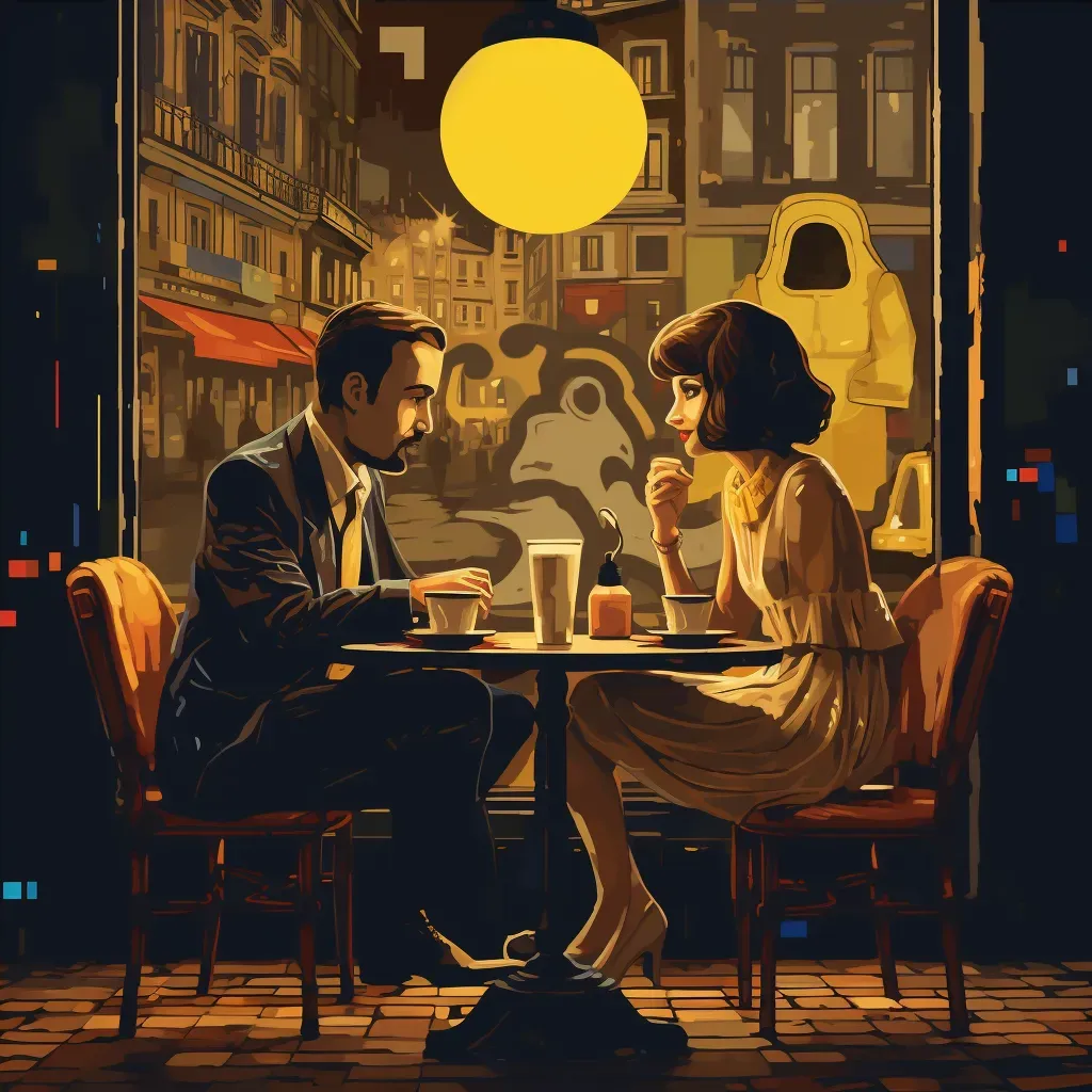 Stylish couple in a chic Parisian café having a deep conversation - Image 4