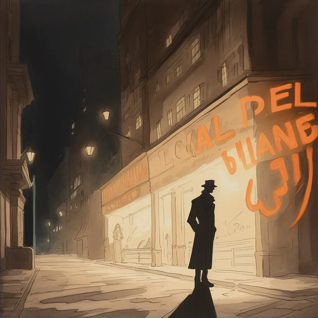 Atmospheric illustration of a shadowy figure in foggy 1940s city streets - Image 2