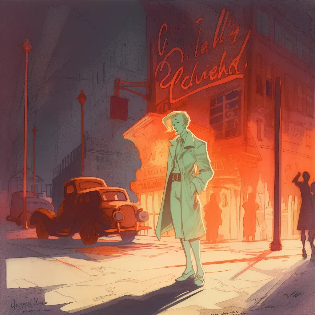 Atmospheric illustration of a shadowy figure in foggy 1940s city streets - Image 3