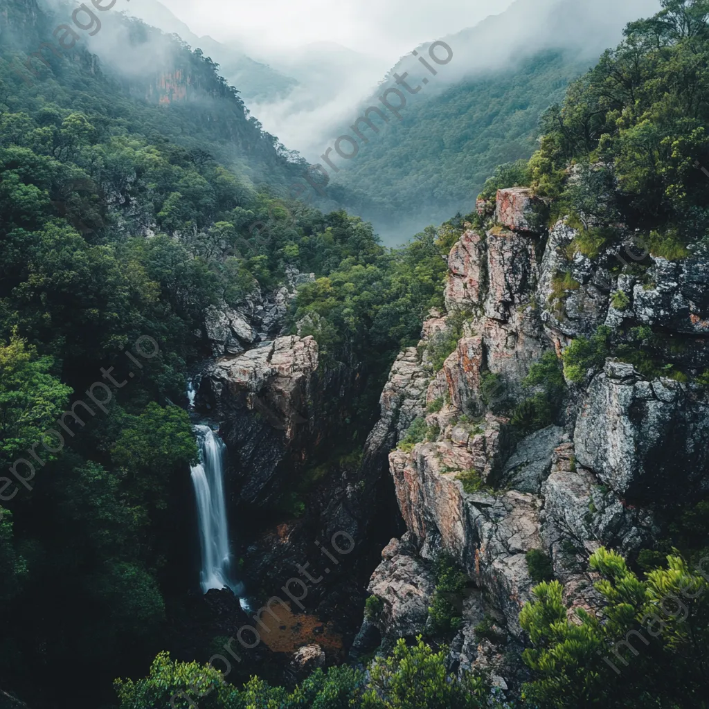 Hidden waterfall in mountain valley surrounded by lush greenery - Image 3