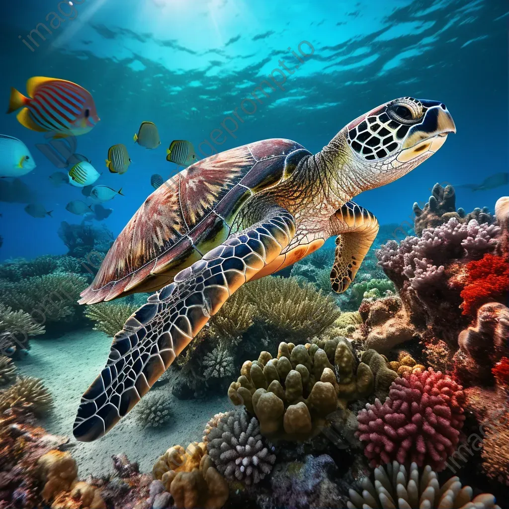 Underwater shot of diverse coral reef with sea turtles, taken with a Nikon Z7 II. - Image 1