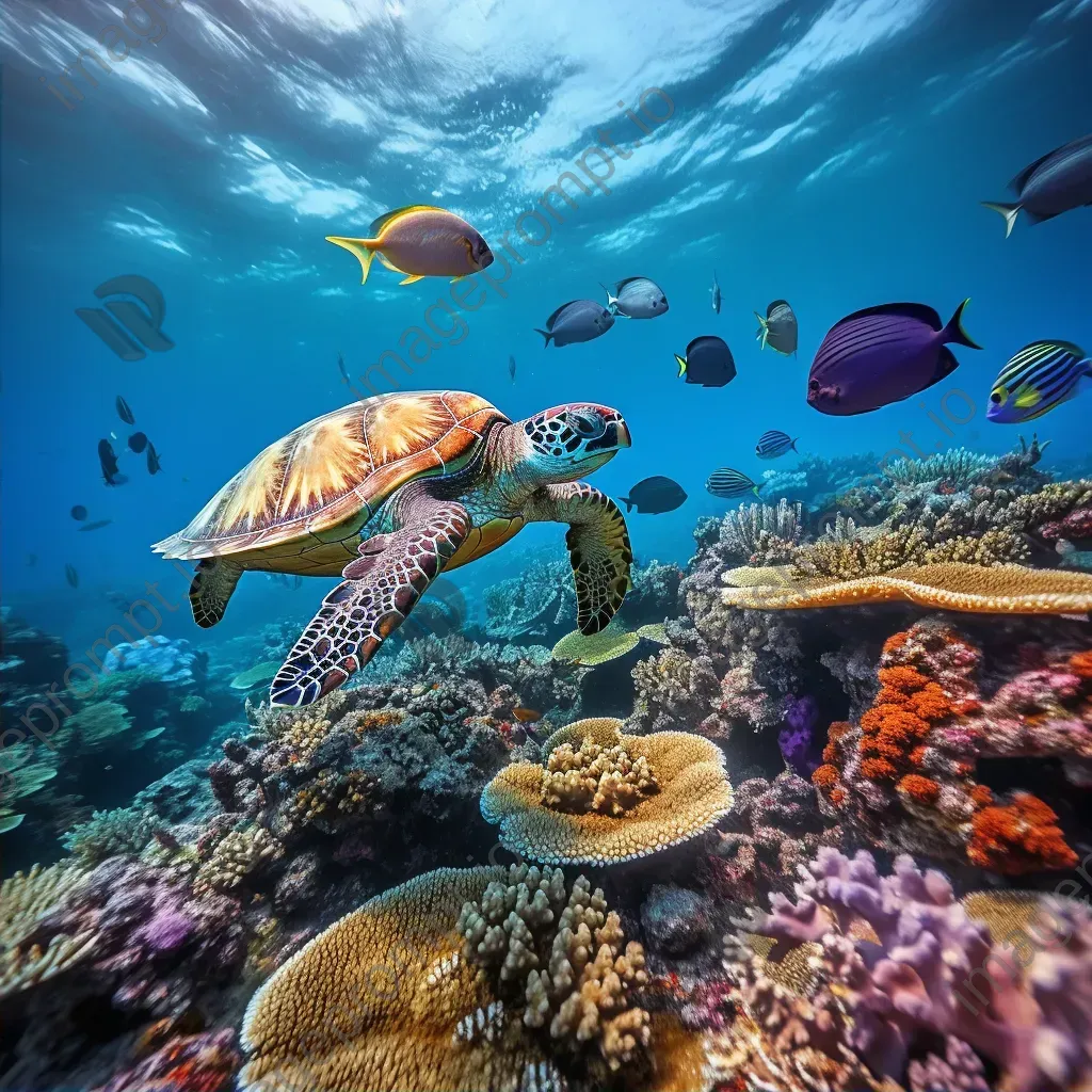 Underwater shot of diverse coral reef with sea turtles, taken with a Nikon Z7 II. - Image 2