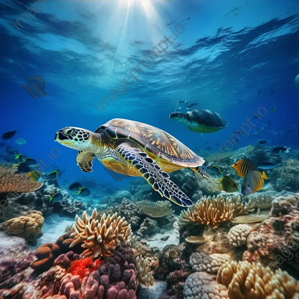 Underwater shot of diverse coral reef with sea turtles, taken with a Nikon Z7 II. - Image 3