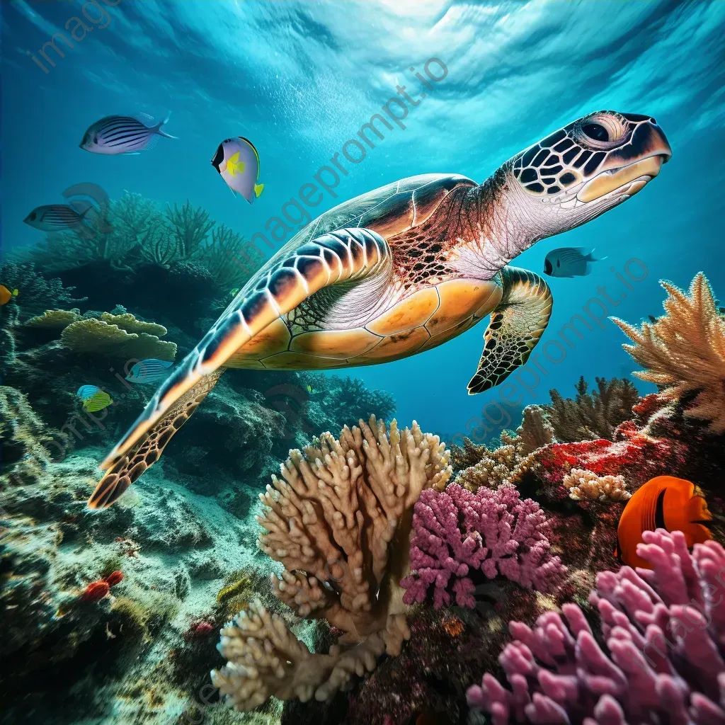 Underwater shot of diverse coral reef with sea turtles, taken with a Nikon Z7 II. - Image 4